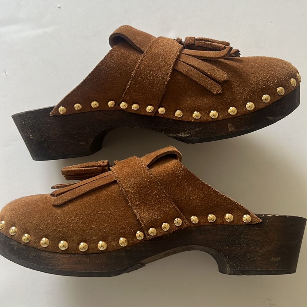Celine clogs suede with tassel and nails head and fringe - Picture 13 of 16